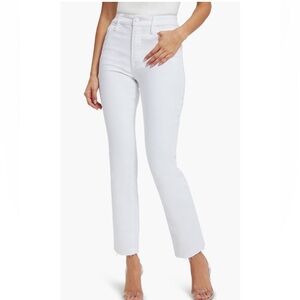 Good American Good Straight High Waist Raw Hem Straight Leg Denim Jeans